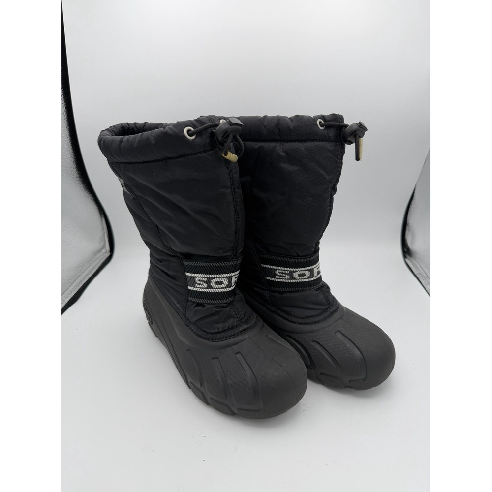 Sorel Youth Size 2 Black Winter Snow Boots Removable Felt Liners EU 33.   1784